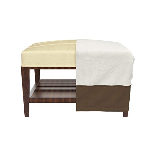 Amazon Basics Ottoman Outdoor Patio Furniture Cover, Medium, Beige / Tan, 25.5" D x 25.5" W x 13" H