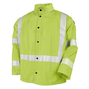 revco jf1012-lm 30" hi-vis 9 oz. flame resistant cotton welding jacket