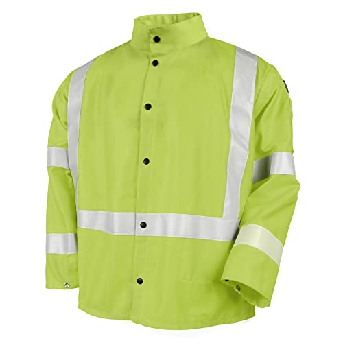 Revco JF1012-LM 30" Hi-Vis 9 oz. Flame Resistant Cotton Welding Jacket