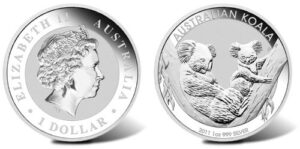 2011 au austrailian koala silver coin 1 ounce silver dollar mint uncirculated