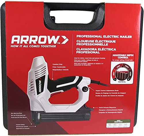 Arrow ET200BN Heavy Duty Electric Brad Nailer, Professional Nail Gun for Trim, Picture Frames, Crafts, Fencing, Uses Brad Nails in 5/8-Inch, 3/4-Inch, 1-Inch, and 1-1/4-Inch