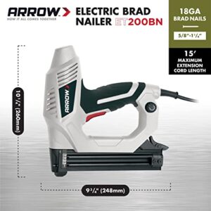 Arrow ET200BN Heavy Duty Electric Brad Nailer, Professional Nail Gun for Trim, Picture Frames, Crafts, Fencing, Uses Brad Nails in 5/8-Inch, 3/4-Inch, 1-Inch, and 1-1/4-Inch