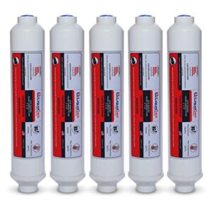 liquagen pack of 5 inline carbon filters for reverse osmosis applications (2" x 10") - 1/4" inlets