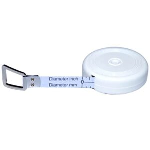 meterex diaflex diameter tape measure with flexible steel blade and plastic case, dual reading in cm and inches with 2m range and blank space before zero - measure diameter of trees and pipes