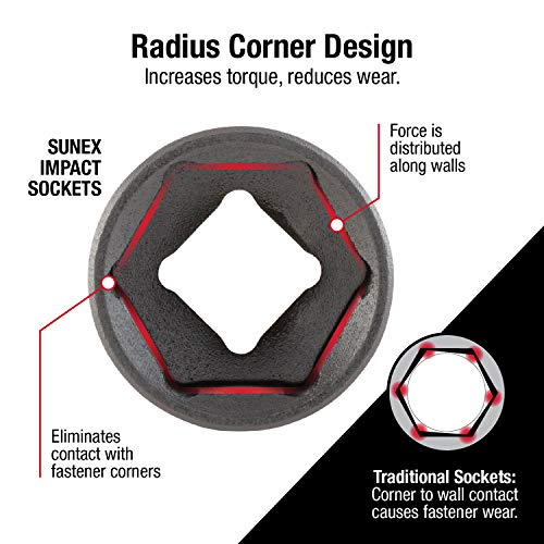 Sunex 3580, 3/8 Inch Drive Master Impact Socket Set, 80 Piece, SAE/Metric, 5/16 Inch - 3/4 Inch, 8mm - 19mm, Standard/Deep/Universal, Cr-Mo, Radius Corner, Chamfered Opening, Dual Size Markings, Heavy Duty Storage Case, Includes Star and Inverted Star Soc