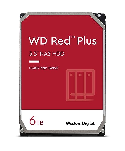Western Digital 6TB WD Red Plus NAS Internal Hard Drive HDD - 5400 RPM, SATA 6 Gb/s, CMR, 64 MB Cache, 3.5" - WD60EFRX