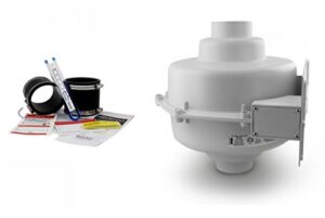 radonaway gp501 radon fan & install kit: two 3"x3" black couplings & u-tube vacuum gauge & radon system labels