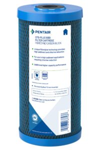 pentair pentek cfb-plus10bb big blue carbon water filter, 10-inch, whole house fibredyne modified molded carbon block replacement cartridge, 10" x 4.5", 5-10 micron