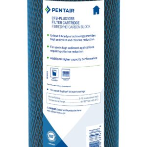 Pentair Pentek CFB-Plus10BB Big Blue Carbon Water Filter, 10-Inch, Whole House Fibredyne Modified Molded Carbon Block Replacement Cartridge, 10" x 4.5", 5-10 Micron