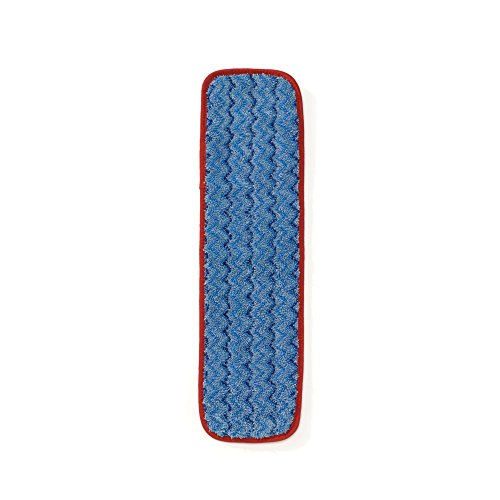 Rubbermaid Commercial Products HYGEN Microfiber Room Mop Pad, 18-Inch, Red, Single-Sided, Damp Mop Head for Heavy-Duty Cleaning on Hardwood/Tile/Laminated Floors in Kitchen/Lobby/Office, Pack of 12