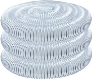 powertec 70143 4" x 20' pvc dust collection hose for dust collector for woodworking and shop vacuum, 4 inch dust collector hose for dust collection fittings, clear