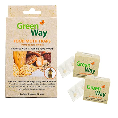 Greenway Food Moth Traps (2 Traps) - Pantry Moth Trap - Alternative to Naphthalene Balls and Moth Balls - Pheromone Attractant