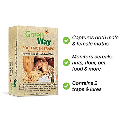 Greenway Food Moth Traps (2 Traps) - Pantry Moth Trap - Alternative to Naphthalene Balls and Moth Balls - Pheromone Attractant