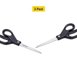 Stanley 8 Inch All-Purpose Scissor, 2 Pack, Black (SCI8ST-2PK)