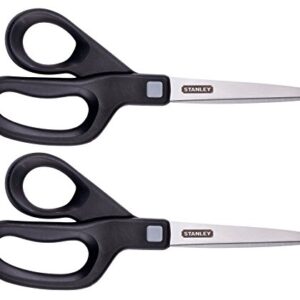 Stanley 8 Inch All-Purpose Scissor, 2 Pack, Black (SCI8ST-2PK)