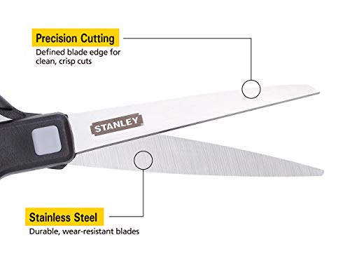Stanley 8 Inch All-Purpose Scissor, 2 Pack, Black (SCI8ST-2PK)