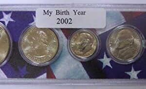 2002-5 Coin Birth Year Set in American Flag Holder Collection Seller Uncirculated