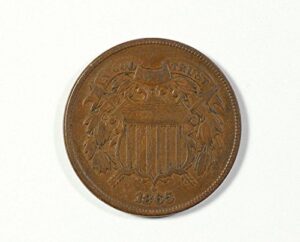 1865 no mint mark circulated two cent piece civil war era two-cent seller good