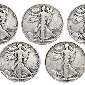 Walking Liberty Set of 5 Half Dollars Very Good