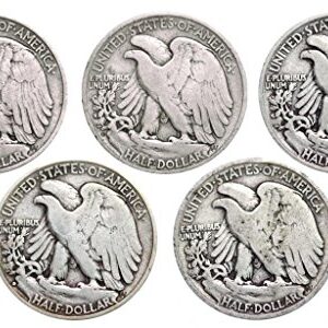 Walking Liberty Set of 5 Half Dollars Very Good