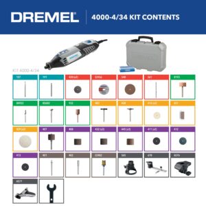 Dremel 4000-4/34 Variable Speed Rotary Tool Kit - Engraver, Polisher, and Sander- Perfect for Cutting, Detail Sanding, Engraving, Wood Carving, Polishing- 4 Attachments & 34 Accessories , Gray