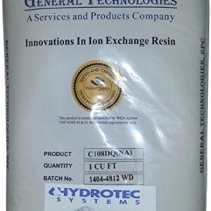 HydroTec Systems Cation Sodium (NA+) Form One (1) Cubic Foot, 50 lbs, Single Bag, Water Softener Ion-Exchange Resin 8% Crosslinked, Gold Black