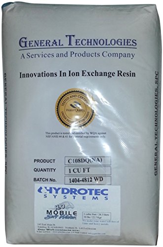 HydroTec Systems Cation Sodium (NA+) Form One (1) Cubic Foot, 50 lbs, Single Bag, Water Softener Ion-Exchange Resin 8% Crosslinked, Gold Black