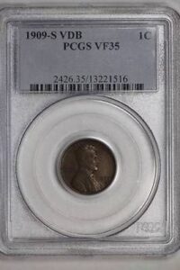 1909 s vdb lincoln wheat cent vf35 pcgs us mint coin