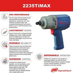 Ingersoll Rand 2235TiMAX 1/2” Drive Air Impact Wrench – Lightweight 4.6 lb Design, Powerful Torque Output Up to 1,350 ft-lbs, Titanium Hammer Case, Max Control, Gray