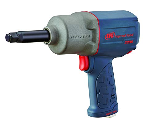 Ingersoll Rand 22235QTiMAX-2 1/2” Drive Air Impact Wrench with 2" Extended Anvil and Quiet Technology, 1,300 ft/lbs Powerful Torque Output, Lightweight, Titanium Hammer Case, Gray