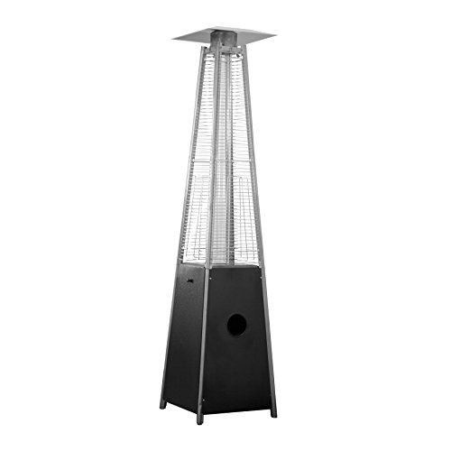 Hiland HLDSO1-GTPC 91-Inch Tall Quartz Glass Tube Heater - With wheels, Matte Black