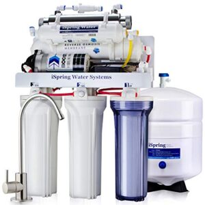 ispring rcc1up 6-stage 100 gpd under sink reverse osmosis drinking water filtration system with booster pump and uv ultraviolet filter
