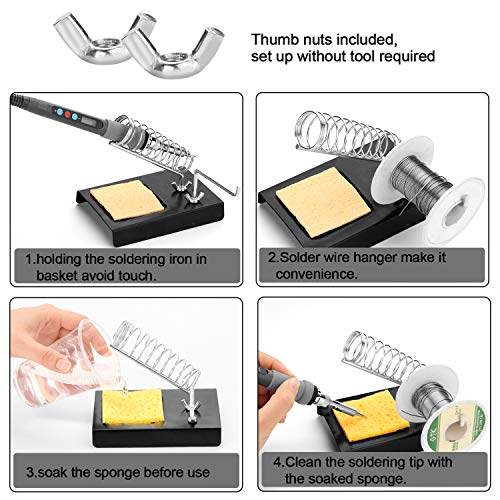 Welding Soldering Iron with Thermostatic Digital-Controlled and LCD Screen Display, 60 W Temperature Adjustable 180℃/356℉-480℃/896℉ with 5 PCS Soldering Bits, 2 Soldering Iron Stands & 1 Sponge