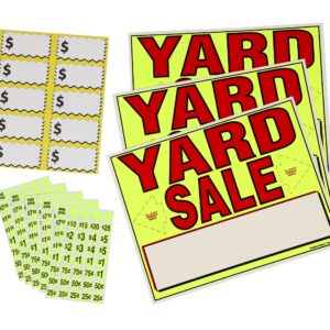 Sunburst Systems 4150 Yard Neon Yellow (10) Large Label 4150 Kit Includes (3) All-Weather Yard Sale Signs, (200) Pre-Priced Stickers , 11x14 inches