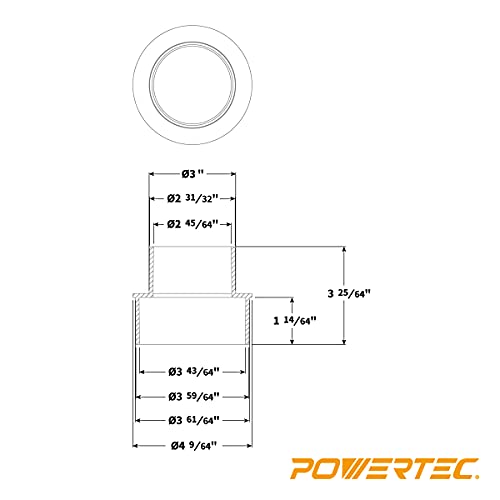 POWERTEC 70145 4-Inch to 3-Inch Reducer