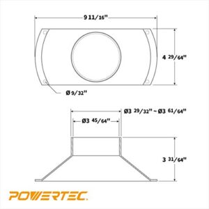 POWERTEC 70150 Rectangular Dust Hood Collector – ABS Plastic, 4 Inch OD Attachment for Woodworking Dust Collection Hose and Fittings