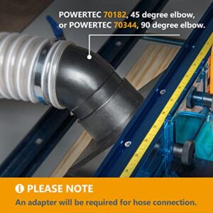 POWERTEC 70152 Router Table Dust Port | 2.5 ID inch x 6.5 inch Dust Collection Adapter for Router Table Fence