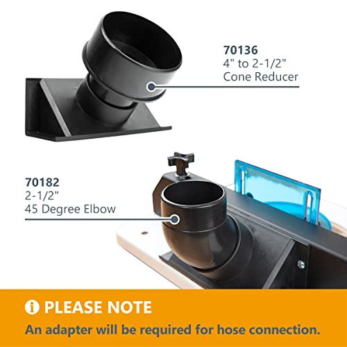 POWERTEC 70152 Router Table Dust Port | 2.5 ID inch x 6.5 inch Dust Collection Adapter for Router Table Fence