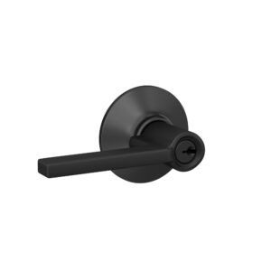 schlage f51 v lat 622 latitude door lever, keyed entry lock, matte black