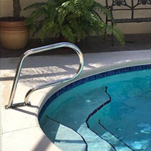 FibroPool Swimming Pool Hand Rail with Easy Mount Base Plate, Rust and Weather Proof Grab Rails for Pools and Spas, Small (Stainless Steel)