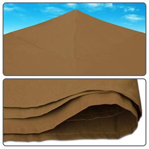 STRONG CAMEL 10x10 Canopy Replacement top Gazebo Canopy Top Patio Pavilion Cover Sunshade Pplyester Single Tier-Brown