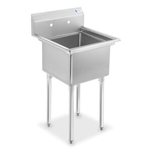 gridmann 23.5" wide stainless steel kitchen prep & utility sink, 1 compartment nsf commercial sink with 18" x 18" bowl for restaurant, laundry, garage