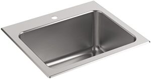 kohler k-5798-1-na ballad 25-inch x 22-inch top-mount utility sink with single faucet hole, stainless steel