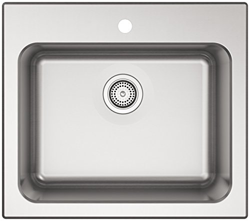 KOHLER K-5798-1-NA Ballad 25-Inch x 22-Inch Top-Mount Utility Sink with Single Faucet Hole, Stainless Steel