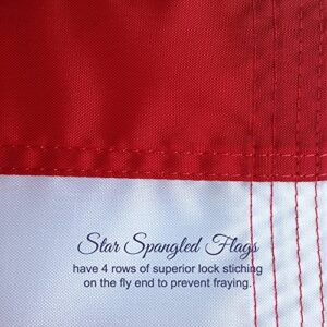 American Flag 5x8-100% Made in USA Using Tough, Long Lasting Nylon Built for Outdoor Use, UV Protected and Featuring Embroidered Stars and Sewn Stripes Plus Superior Quadruple Stitching on Fly End