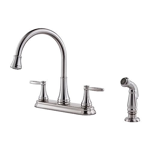 Pfister Glenfield Kitchen Faucet with Side Spray, 2-Handle, High Arc, Stainless Steel Finish, F0364GFS