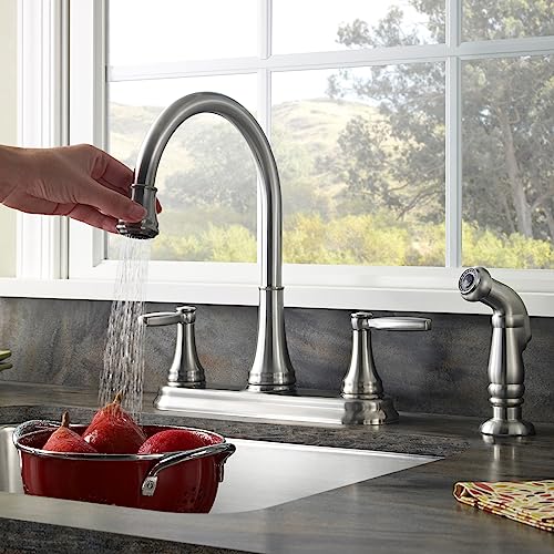 Pfister Glenfield Kitchen Faucet with Side Spray, 2-Handle, High Arc, Stainless Steel Finish, F0364GFS