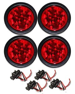 set of 4 red 4" round 10 led trailer light kits - 24003