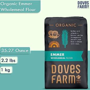 Doves Farm Organic Whole-meal Emmer Flour | 1Kg | Premium Stoneground Flour from Nutrient-rich Emmer Wheat | Perfect for Healthy and Tasty Baking Recipes