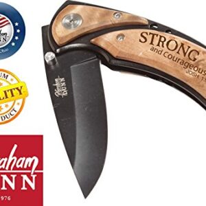 P. Graham Dunn Inspirational Sharp-Edge Metal Finished Christian Pocket Knife - 3 Inch Blade (Strong and Courageous)